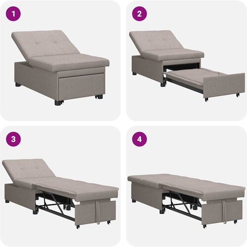  Krevet-sofa na razvlačenje Sivo-smeđa 194 x 50 x 82 cm tkanina Slike