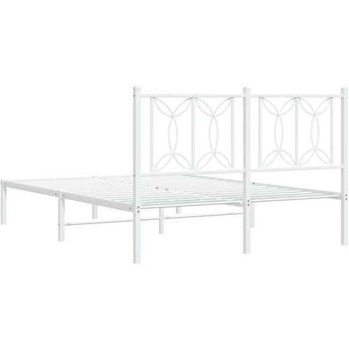 VidaXL metalni okvir za krevet s uzglavljem bijeli 140 x 190 cm Slike