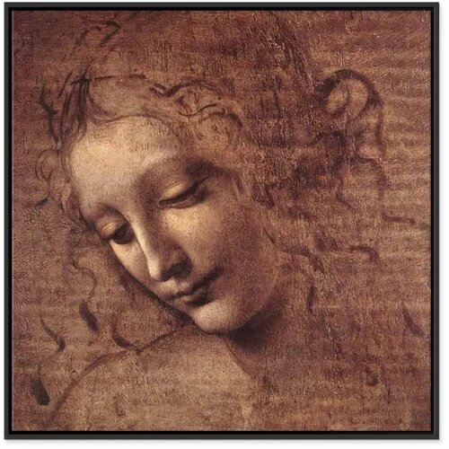  Slika - Leonardo da Vinci &amp;ndash; Head of a Young Woman (Leda) 60x60 U crnom drvenom okviru Slike