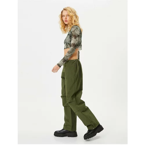 Koton Oversize Parachute Trousers with Floor Detail and Pockets Cotton