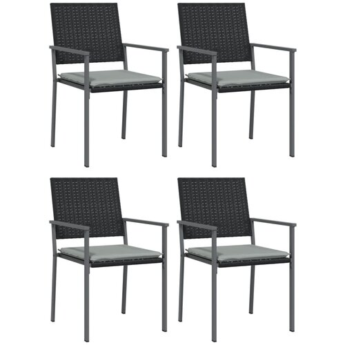 Maison Chic Vrtni stoli - Stol za vrt z blazinami 4 kosi črni 54x62,5x89 cm poli ratan JS2232, (21877091) Slike