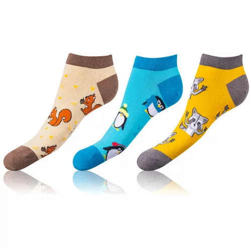 Bellinda CRAZY IN-SHOE SOCKS 3x - Modern colorful low crazy socks unisex - brown - yellow - blue