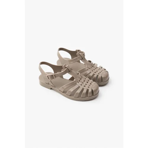 NİŞANTAŞI SHOES Anderline Jr. Dark Beige Matte Belt Detail Children's Sandals