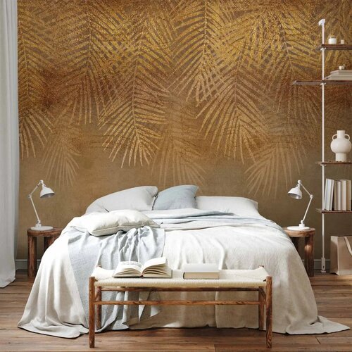  Foto tapeta - Abstract nature in beige - composition with golden exotic leaves 450x315 Slike