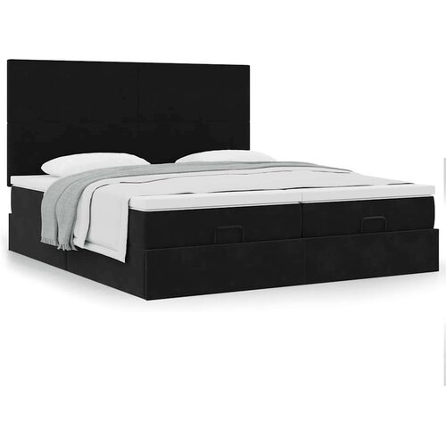 vidaXL Otomanski posteljni okvir z vzmetnicami črn 200x200cm žamet Cene