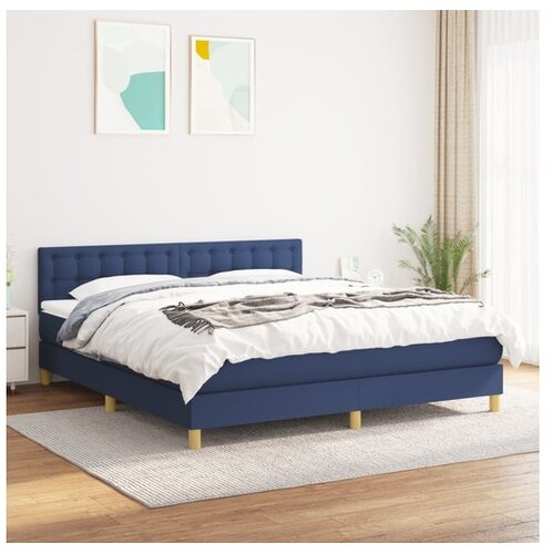  Box spring postelja z vzmetnico modra 160x200 cm blago Cene