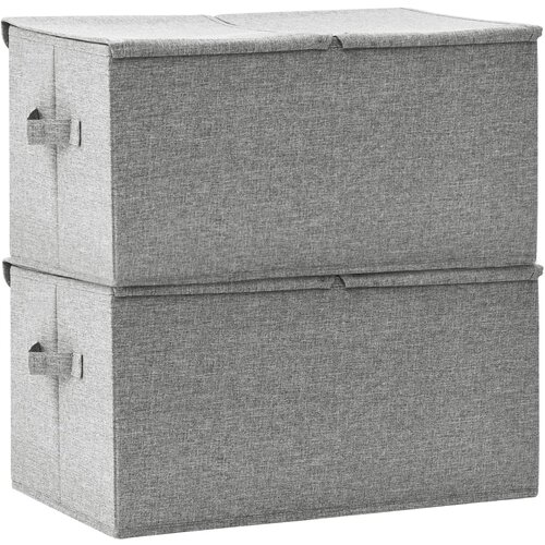  Kutije za pohranu 2 kom od tkanine 50 x 30 x 25 cm sive Slike