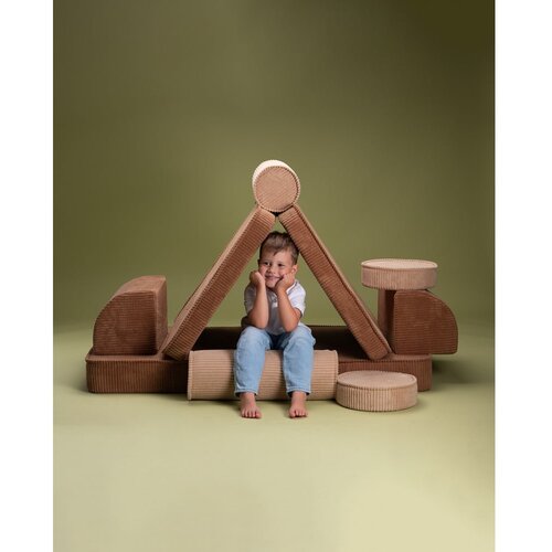 Wigiwama Rjava otro&amp;scaron;ka sedežna garnitura iz rebrastega žameta 132 cm Settee &amp;ndash; Slike