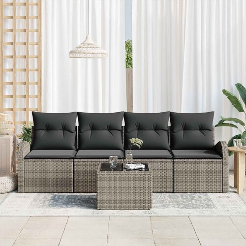  Sjedeća garnitura za vrt 5 pcs 4-Seater Siva poliratan Slike