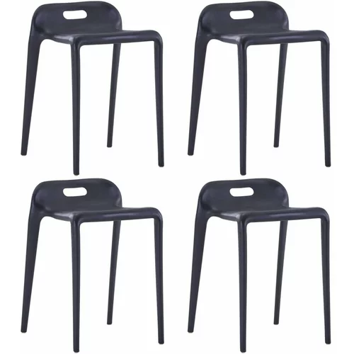  Složivi stolci 4 kom crni plastični