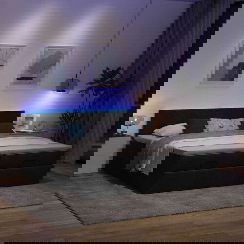 vidaXL Otomanski okvir kreveta s madracima crni 200x200cm od tkanine Cijene