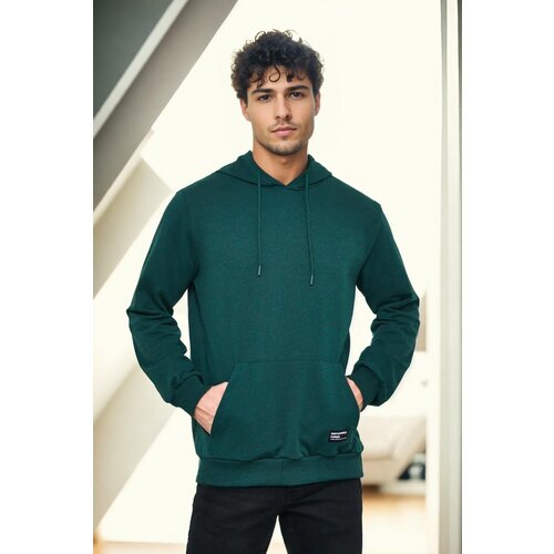 Dewberry 12612 Hooded Kangaroo Pocket Mens Sweatshirt-DARK GREEN Slike