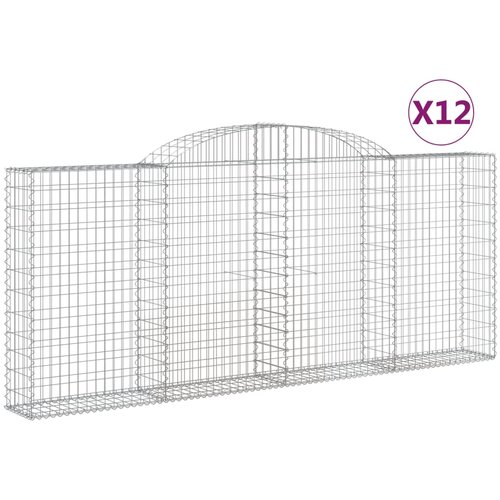 vidaXL Obokana gabionska košara 12 kos 300x30x120/140cm cinkano železo, (21000265) Cene