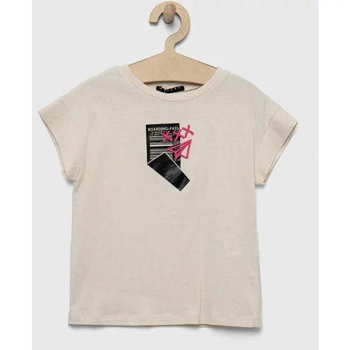 Sisley Otroška bombažna kratka majica bež barva