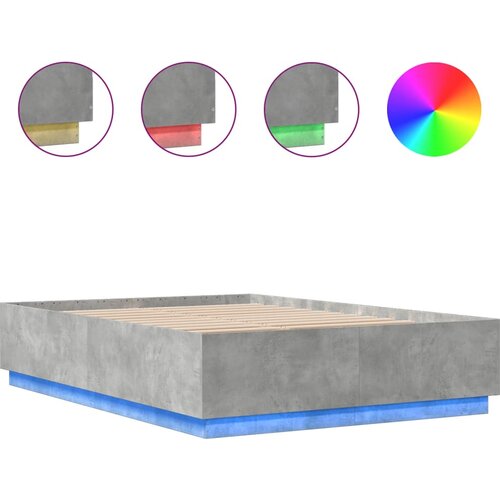 VidaXL Posteljni okvir z LED lučkami betonsko siv 150x200 cm inž. les, (21095058) Slike
