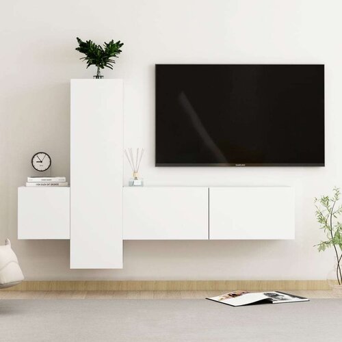  Komplet TV omaric 3-delni bela iverna plo&amp;scaron;ča, (20913615) Slike