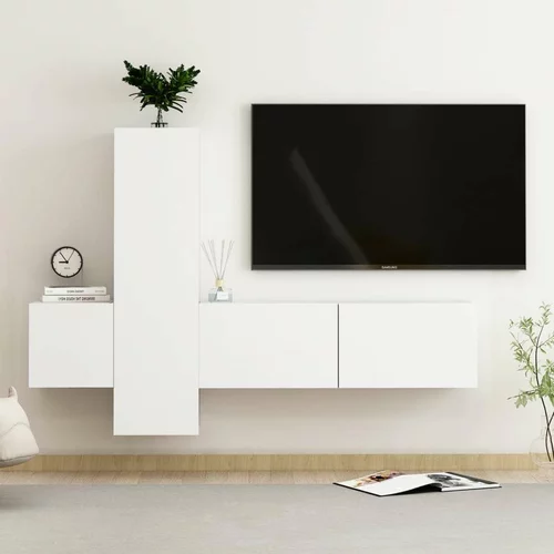  Komplet TV omaric 3-delni bela iverna plošča, (20913615)