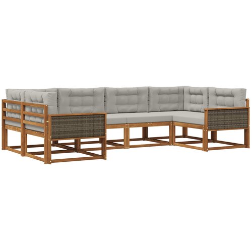 vidaXL Zunanja garnitura za sedenje 6 pcs Naravna in svetlo siva, (5000279541) Cene