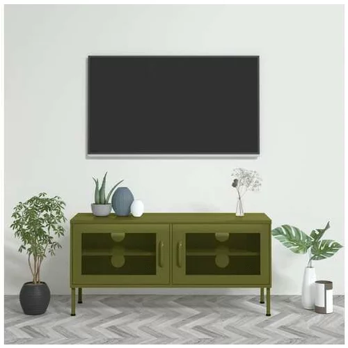  TV omarica olivno zelena 105x35x50 cm jeklo