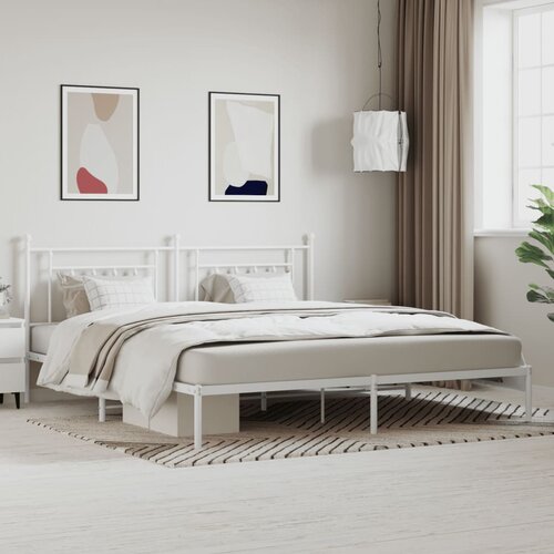vidaXL Metalni okvir za krevet s uzglavljem bijeli 193x203 cm Cene