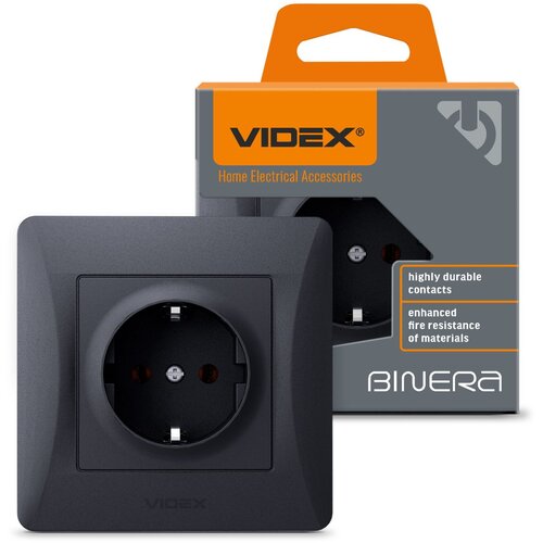 VIDEX Podometna vgradna &amp;scaron;uko vtičnica enojna črna Slike
