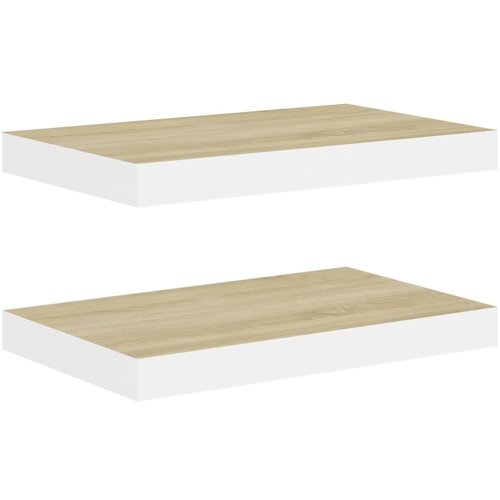 Maison Chic 2 kosi Stenske Police - Viseče police barva hrasta in bela 50x23x3,8 cm MDF, (21758771) Slike