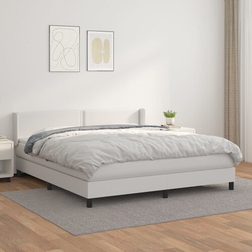 The Living Store Box spring postelja z vzmetnico bela 180x200 cm umetno usnje - Box Spring Postelja, (21521272) Slike