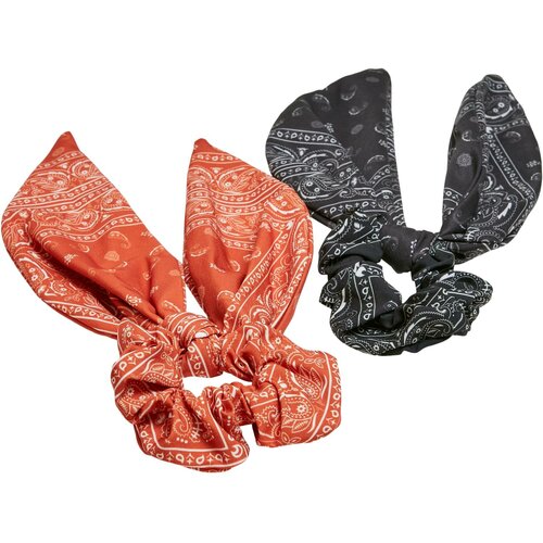 Urban Classics Accessoires Scarf Scrunchies with Bow XXL 2 Pack Orange/Black Slike
