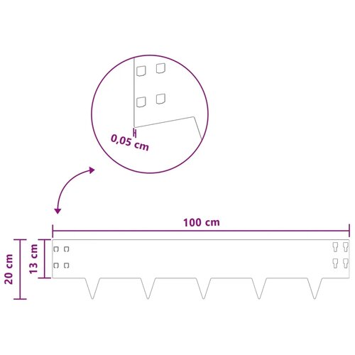  Ograda oko Travnjaka 50 kom. 100 x 20 cm Čelik Srebrna - Nehrđajući čelik 50 20 cm Cijene