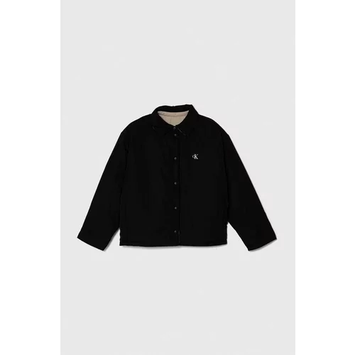 Calvin Klein Jeans Otroška dvostranska jakna črna barva