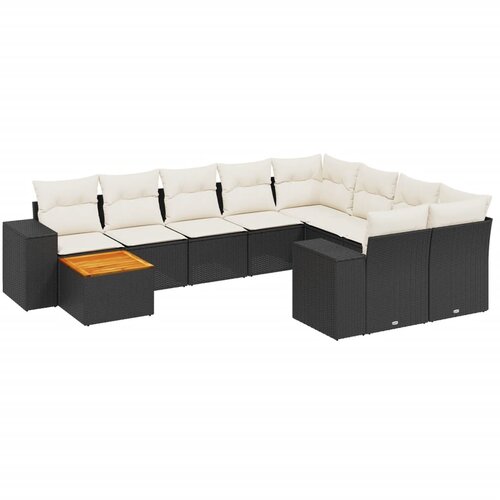 vidaXL 10-dijelni set vrtnih sofa s jastucima crni od poliratana Cijene