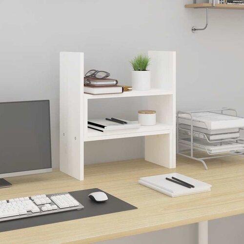  Stalak za monitor bijeli (39-72) x 17 x 43 cm masivna borovina Slike