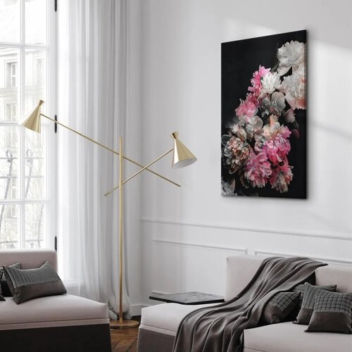  Slika - Peony Charm (1-part) - Colorful Bouquet on Black Background 40x60 Slike