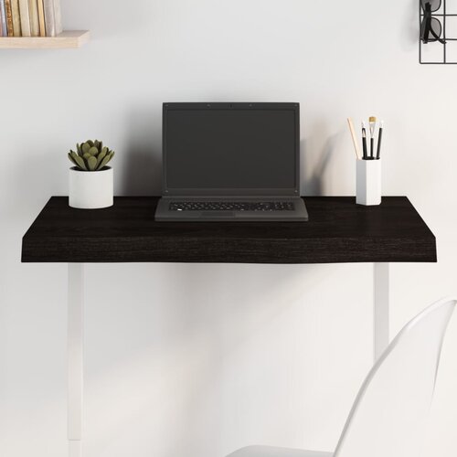 VidaXL Stolna ploča tamnosmeđa 80x50x(2-6) cm obrađena masivna hrast Slike