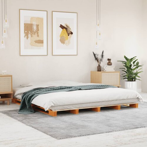  The Living Store Postelja iz palet vo&amp;scaron;čeno rjava 180x200 cm trdna borovina - Postelja Iz Palet, (21489675) Slike