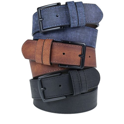 Dewberry R0928 Set Of 3 Mens Belt For Jeans And Canvas-BLACK-NAVY-TABA Cene