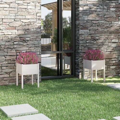 vidaXL vrtne sadilice 2 kom bijele 50 x 50 x 70 cm od masivne borovine Cijene