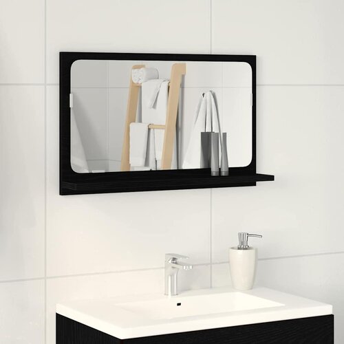  Ogledalo Polica Crni hrast 60 x 10,5 x 37 cm Konstruirano drvo Slike