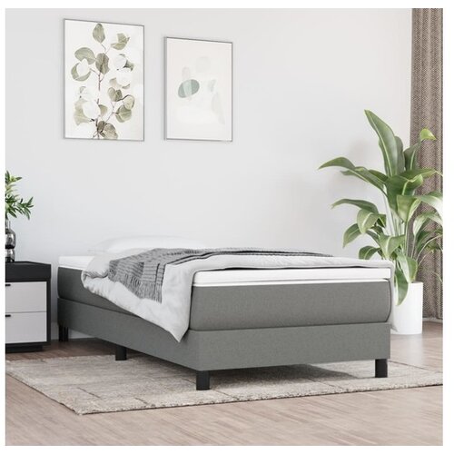  Box spring posteljni okvir temno siv 90x200 cm blago Cene