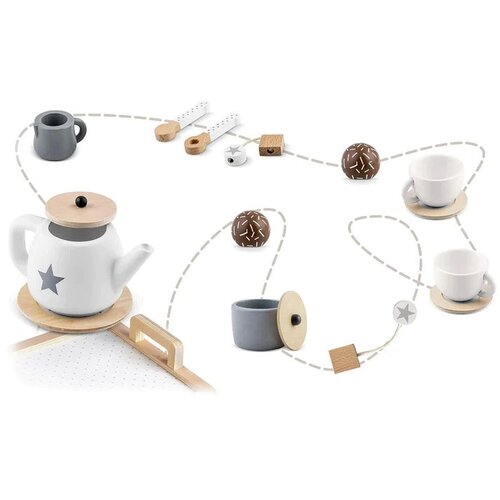 Kinder Home dečiji drveni set za čaj i kafu sa dodacima belo-sivi ( V10B318B ) Cene