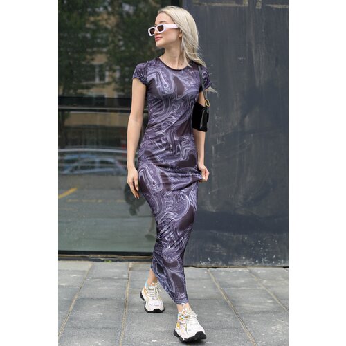 Madmext Navy Blue Tie Dye Pattern Long Dress Cene