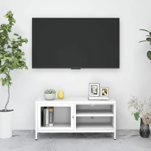 TV ormarić bijeli 90 x 30 x 44 cm od čelika i stakla