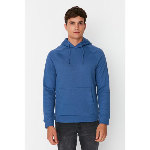 Trendyol Navy Blue Men's Basic Regular Fit Hooded Raglan Sleeve Sweatshirt Slike