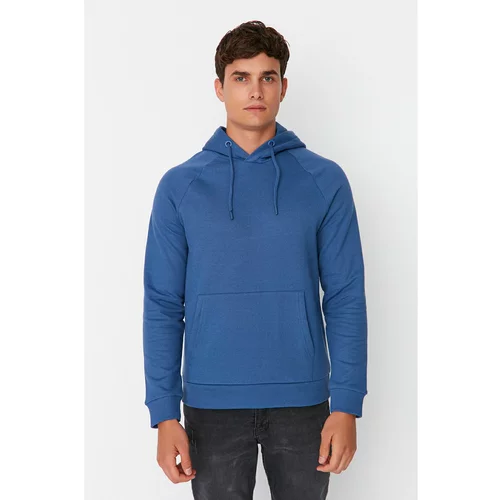 Trendyol Navy Blue Men's Basic Regular Fit Hooded Raglan Sleeve Sweatshirt