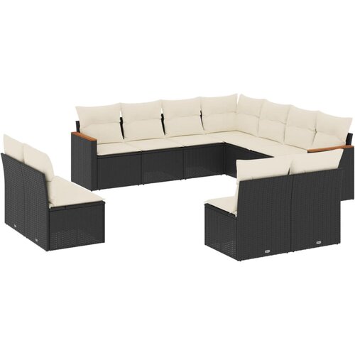  11-dijelni set vrtnih sofa od poliratana s jastucima crni Crna 62 x 62 x 69 cm Slike
