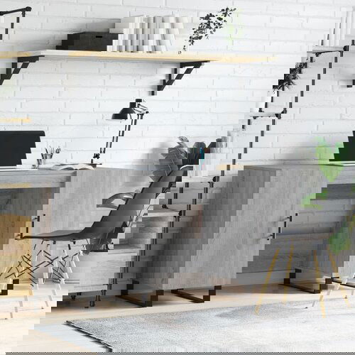vidaXL Pisalna miza siva sonoma 140x50x75 cm inženirski les Cene
