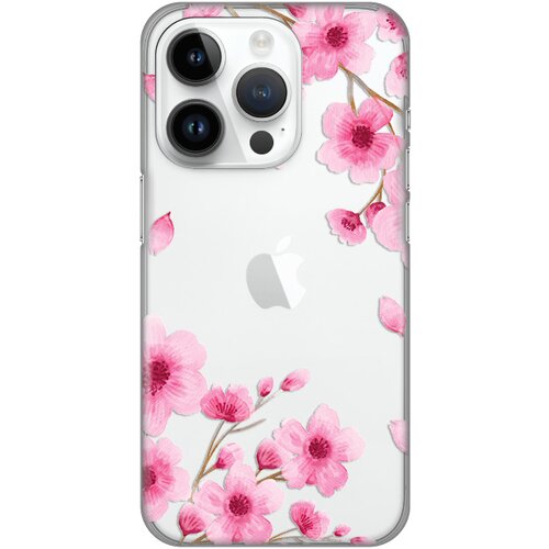 silikonska maska za iPhone 14 Pro 6.1 Rose flowers Print Skin providna Slike