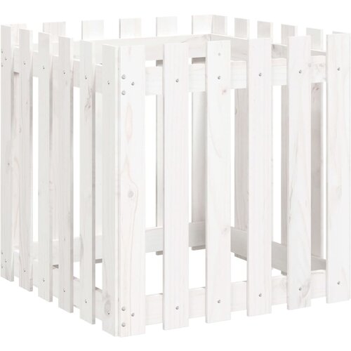 VidaXL Vrtno korito z ograjico belo 60x60x60 cm trdna borovina, (20981588) Slike