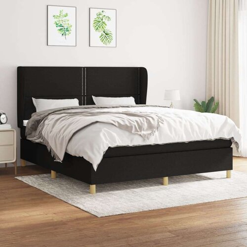  Box spring postelja z vzmetnico črna 180x200 cm blago, (20894493) Slike
