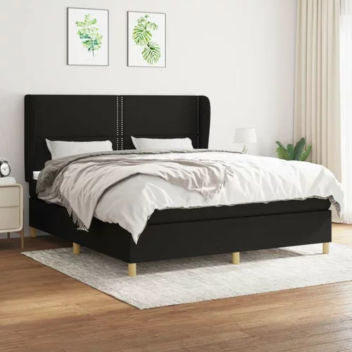  Box spring postelja z vzmetnico črna 180x200 cm blago, (20894493)